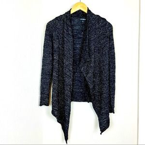 EXPRESS Black Metallic Knit Open Draped Cardigan XS Slip On Stretch Party